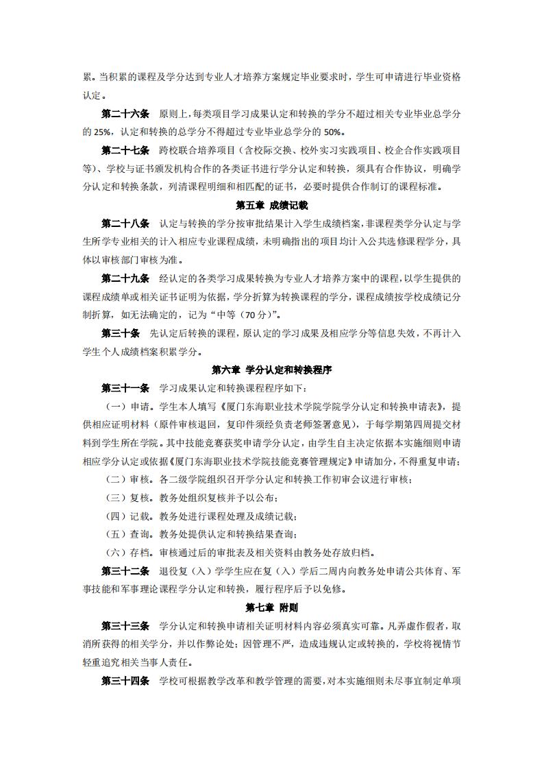 東海職院〔2024〕84號 關于印發《廈門東海職業技術學院學分認定與轉換管理實施細則》的通知_04.jpg